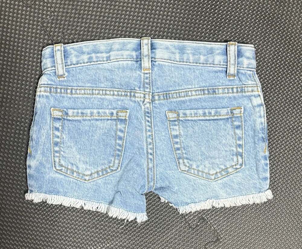 Cat & Jack Girls Embroidered Floral Denim Shorts Frayed Hem size 4t - Picture 2 of 2